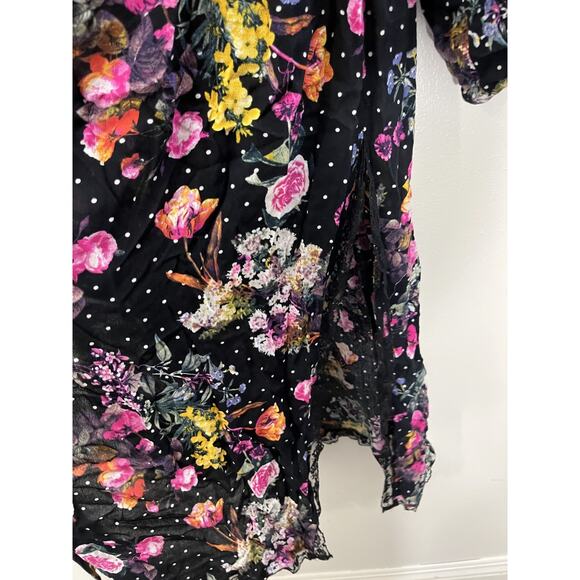 Romantic Whimsigoth Victorian Goth Kimono Dress 00 Floral Fairy Grunge Celestial - Picture 10 of 16